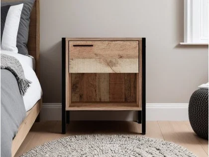 LPD Hoxton Rustic 1 Drawer Small Bedside Table LPD Hoxton Rustic 1 Drawer Small Bedside Table
