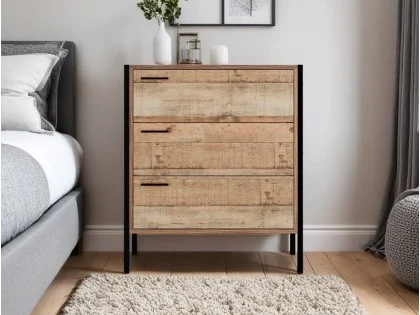 LPD Hoxton Rustic 3 Drawer Chest of Drawers LPD Hoxton Rustic 3 Drawer Chest of Drawers