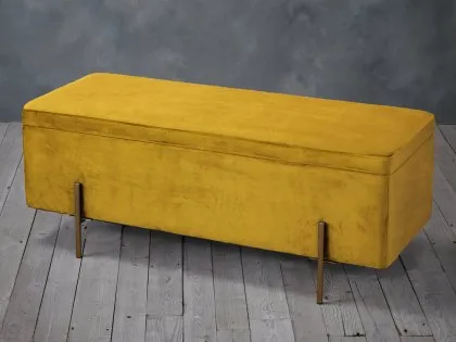 LPD Lola Mustard Fabric Blanket Box  (Assembled)