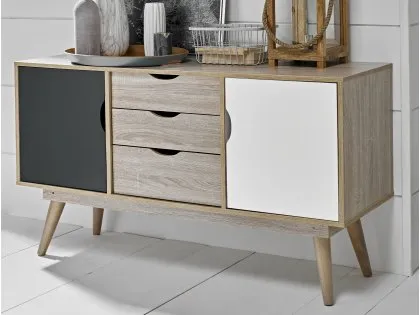 LPD Scandi Oak and Grey 2 Door 3 Drawer Sideboard LPD Scandi Oak and Grey 2 Door 3 Drawer Sideboard