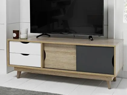 LPD Scandi Oak and Grey 2 Door 2 Drawer TV Cabinet LPD Scandi Oak and Grey 2 Door 2 Drawer TV Cabinet