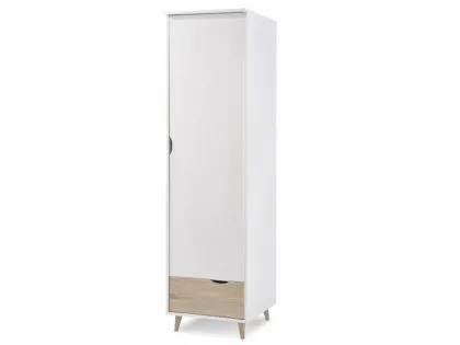 LPD Stockholm White and Oak 1 Door 1 Drawer Single Wardrobe LPD Stockholm White and Oak 1 Door 1 Drawer Single Wardrobe