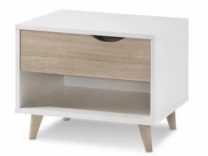 LPD Stockholm White and Oak 1 Drawer Small Bedside Table LPD Stockholm White and Oak 1 Drawer Small Bedside Table