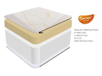 Sareer Matrah Ruby Gold Memory Foam 4ft6 Double Mattress in a Box