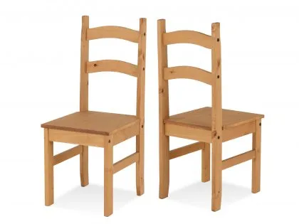 Seconique Budget Mexican Set of 2 Pine Wooden Dining Chairs Seconique Budget Mexican Set of 2 Pine Wooden Dining Chairs