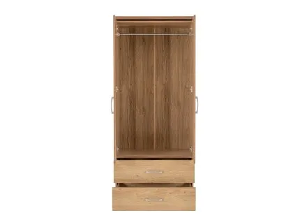 Seconique Charles Oak 2 Door 2 Drawer Double Wardrobe