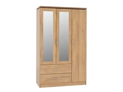 Seconique Charles Oak 3 Door 2 Drawer Triple Wardrobe Seconique Charles Oak 3 Door 2 Drawer Triple Wardrobe
