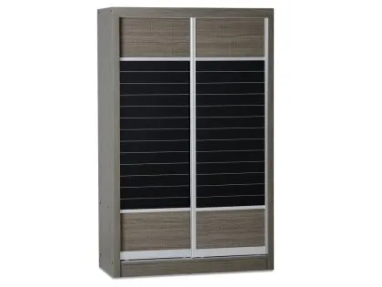 Seconique Lisbon Black Wood Grain Effect Sliding Door Double Wardrobe Seconique Lisbon Black Wood Grain Effect Sliding Door Double Wardrobe