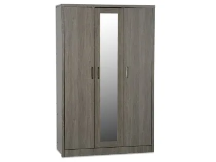 Seconique Lisbon Black Wood Grain Effect 3 Door 1 Mirror Triple Wardrobe Seconique Lisbon Black Wood Grain Effect 3 Door 1 Mirror Triple Wardrobe