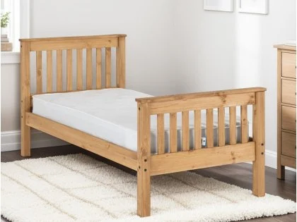 Seconique Monaco Wax Pine Wooden Bed Frame (High Footend) Seconique Monaco Wax Pine Wooden Bed Frame (High Footend)