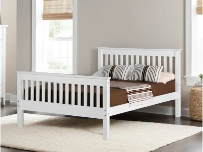 Seconique Monaco 4ft Small Double White Wooden Bed Frame (High Footend)