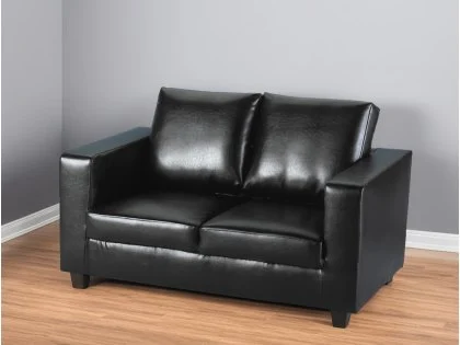 Seconique Tempo Black Faux Leather 2 Seater Sofa Seconique Tempo Black Faux Leather 2 Seater Sofa