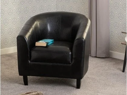Seconique Tempo Black Faux Leather Tub Chair Seconique Tempo Black Faux Leather Tub Chair