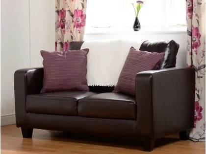 Seconique Tempo Brown Faux Leather 2 Seater Sofa Seconique Tempo Brown Faux Leather 2 Seater Sofa