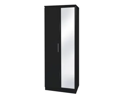 Welcome Knightsbridge Black High Gloss 2 Door Tall Mirrored Double Wardrobe (Assembled) Welcome Knightsbridge Black High Gloss 2 Door Tall Mirrored Double Wardrobe (Assembled)