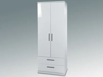Welcome Knightsbridge White High Gloss 2 Door 2 Drawer Double Wardrobe (Assembled) Welcome Knightsbridge White High Gloss 2 Door 2 Drawer Double Wardrobe (Assembled)