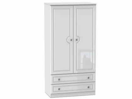 Welcome Pembroke White High Gloss 2 Door 2 Drawer Double Wardrobe (Assembled) Welcome Pembroke White High Gloss 2 Door 2 Drawer Double Wardrobe (Assembled)
