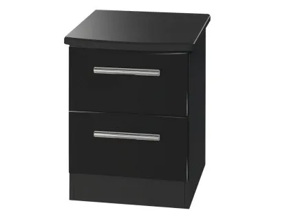 Welcome Knightsbridge Black High Gloss 2 Drawer Small Bedside Table (Assembled) Welcome Knightsbridge Black High Gloss 2 Drawer Small Bedside Table (Assembled)