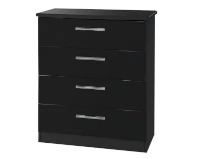 Welcome Knightsbridge Black High Gloss 4 Drawer Chest of Drawers (Assembled) Welcome Knightsbridge Black High Gloss 4 Drawer Chest of Drawers (Assembled)