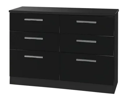 Welcome Knightsbridge Black High Gloss 6 Drawer Midi Chest of Drawers (Assembled) Welcome Knightsbridge Black High Gloss 6 Drawer Midi Chest of Drawers (Assembled)