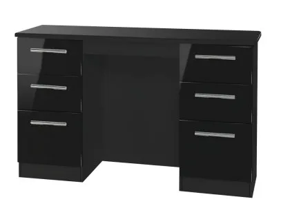 Welcome Knightsbridge Black High Gloss Double Pedestal Dressing Table (Assembled) Welcome Knightsbridge Black High Gloss Double Pedestal Dressing Table (Assembled)