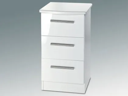 Welcome Knightsbridge White High Gloss 3 Drawer Bedside Table (Assembled) Welcome Knightsbridge White High Gloss 3 Drawer Bedside Table (Assembled)