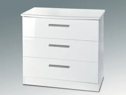 Welcome Knightsbridge White High Gloss 3 Drawer Low Chest of Drawers (Assembled) Welcome Knightsbridge White High Gloss 3 Drawer Low Chest of Drawers (Assembled)