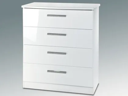 Welcome Knightsbridge White High Gloss 4 Drawer Chest of Drawers (Assembled) Welcome Knightsbridge White High Gloss 4 Drawer Chest of Drawers (Assembled)