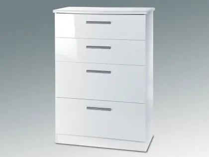Welcome Knightsbridge White High Gloss 4 Drawer Deep Chest of Drawers (Assembled) Welcome Knightsbridge White High Gloss 4 Drawer Deep Chest of Drawers (Assembled)