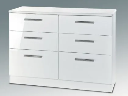 Welcome Knightsbridge White High Gloss 6 Drawer Midi Chest of Drawers (Assembled) Welcome Knightsbridge White High Gloss 6 Drawer Midi Chest of Drawers (Assembled)