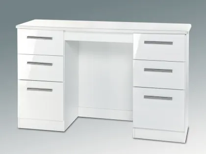 Welcome Knightsbridge White High Gloss Double Pedestal Dressing Table (Assembled) Welcome Knightsbridge White High Gloss Double Pedestal Dressing Table (Assembled)