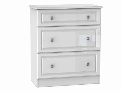 Welcome Pembroke White High Gloss 3 Drawer Deep Low Chest of Drawers (Assembled) Welcome Pembroke White High Gloss 3 Drawer Deep Low Chest of Drawers (Assembled)