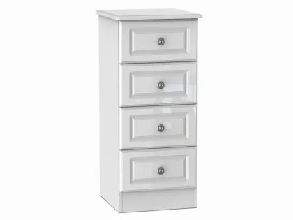 Welcome Pembroke White High Gloss 4 Drawer Narrow Chest of Drawers (Assembled) Welcome Pembroke White High Gloss 4 Drawer Narrow Chest of Drawers (Assembled)