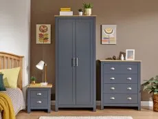 GFW GFW Lancaster Slate Blue and Oak 3 Piece Bedroom Furniture Package