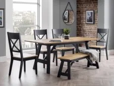 Julian Bowen Julian Bowen Hockley Black and Light Oak Dining Table and 4 Chairs and Bench Set