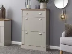 GFW GFW Kendal Deluxe Grey and Oak 2 Door 1 Drawer Shoe Cabinet