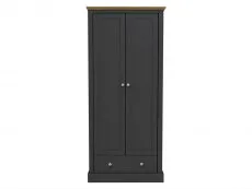 LPD LPD Devon 2 Door 1 Drawer Charcoal and Oak Double Wardrobe