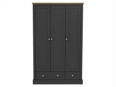 LPD LPD Devon 3 Door 2 Drawer Charcoal and Oak Triple Wardrobe