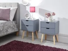 GFW GFW Nyborg 2 Drawer Dark Grey Set of 2 Bedside Tables