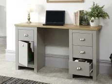 GFW GFW Lancaster Grey and Oak 1 Door 4 Drawer Study Desk