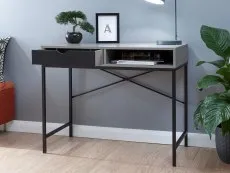 GFW GFW Telford Concrete Effect and Black 1 Drawer Computer Desk