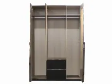 Rauch Rauch Esme 136cm Grey and Basalt Glass 3 Door 2 Drawer Mirrored Triple Wardrobe