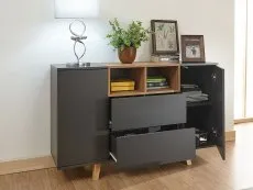 GFW Modena Grey and Oak Effect 2 Door 2 Drawer Sideboard