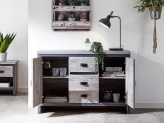 GFW GFW Boston Grey Wood Effect 2 Door 3 Drawer Sideboard