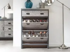 GFW GFW Boston Grey Wood Effect 2 Tier 1 Drawer Shoe Cabinet