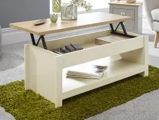 GFW GFW Lancaster Cream and Oak Lift Up Coffee Table