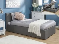 GFW GFW Ecuador 3ft Single Grey Hopsack Fabric End Lift Ottoman Bed Frame