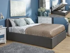 GFW GFW Ecuador 5ft King Size Grey Hopsack Fabric End Lift Ottoman Bed Frame