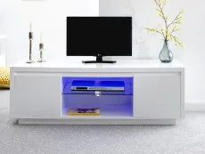 GFW GFW Polar White High Gloss 2 Door Large TV Cabinet with LED Lighting