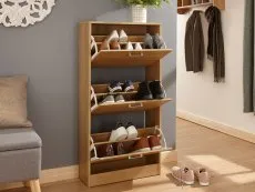 GFW GFW Stirling Oak 3 Tier Shoe Cabinet